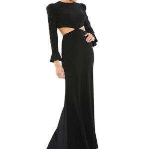 Mac Duggal 67944 Cut Out Waist Black Gown Evening Size 10